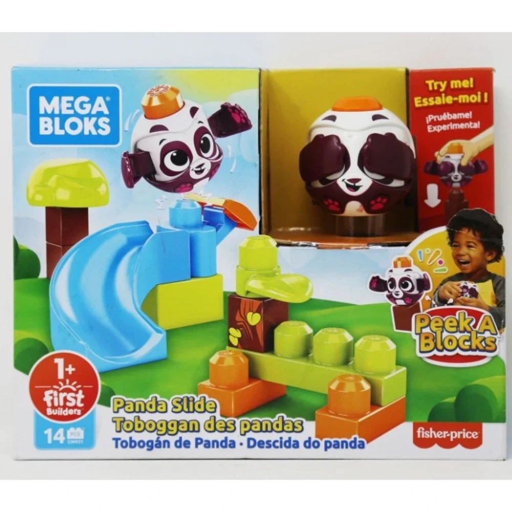 Mega Bloks Peek A Blocks Panda Slide, Colorful Building Set 1+, Brand New!!